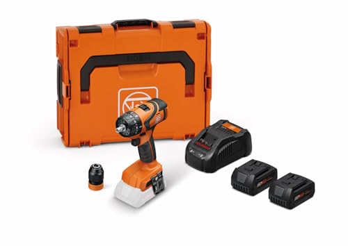 FEIN 2-Gang Akku-Bohrschrauber ABS 18 Q AS Set 5Ah mit bürstenlosem Motor und QuickIN Schnittstelle Bohren bis 13 mm, Gewindebohren bis M10. 2 Akku LiIon GBA 18V 5Ah, 1 Schnellladegerät GAL 1880 CV von FEIN