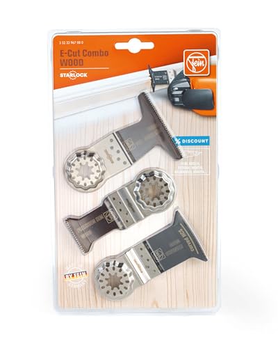Fein E-Cut Combo Starlock Wood Tauchsägeblätter (3 teiliges Set, für Sägearbeiten in Holzwerkstoffen, Aufnahme Starlock) 35222967080 von FEIN