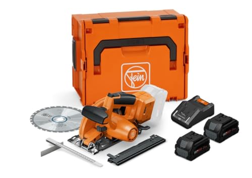 FEIN Akku-Handkreissäge F-IRON Cut 57 AS für Schnitte in Bleche, Rohre und Profile. Kompatibel mit allen 18V AMPShare oder Bosch Professional 18V Akkus. Mit 2x8 Ah ProCORE Akkus und Schnellladegerät. von Fein