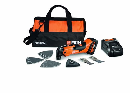 FEIN Multimaster AMM 500 Plus 4.0 Ah NYLON BAG EDITION, Set mit 18 Zubehören. Kompatibel mit AMPShare oder Bosch Professional 18V Akkus, Mit 18v/4Ah Akku und Schnellladegerät. In Nylon Tasche FEIN von FEIN