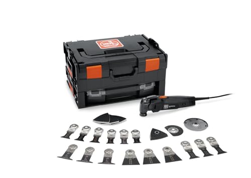 FEIN Multimaster MM 500 Plus BLACK EDITION, Leistungstark MultiTool mit über 30 Zubehören zum Sägen,Schleifen, Austrennen, 350 W, Anti-Vibrationssystem, Aufnahme StarlockPlus, QuickIN Werkzeugwechsel von FEIN