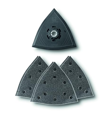 FEIN Schleifset (Aufnahme Starlock Plus, Kantenlänge 130 mm, 1x Schleifplatte, je 2xSchleifblätter Korn 60, 80, 180) 63806204210 von FEIN