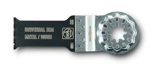 Fein 63502223210 E-Cut Universal-Sägeblatt 55x44mm | Bi Verzahnung | für Holz, Blech, Metall, Gipskarton und Kunststoff | StarLock Werkzeugaufnahme | passend für alle gängigen Oszillierer, 1 V, Silber von FEIN