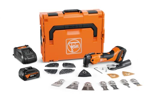 FEIN Akku MULTIMASTER AMM 500 Plus Top 4.0 Ah AS, MultiTool mit über 30 Zubehören – zum Sägen in Holz und Metall, Schleifen, Aufnahme StarlockPlus, QuickIN Werkzeugwechsel, mit Akkus und Ladegerät von FEIN