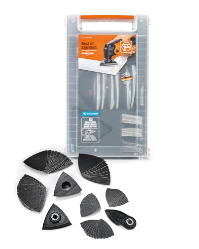 FEIN Best of Starlock Sanding (63 teiliges Zubehör-Set für Multitools, Aufnahme Starlock, 2 Schleifplatten, 1 Schleiffinger, Schleifblätter K 60, 80, 120) 35222967040 von FEIN