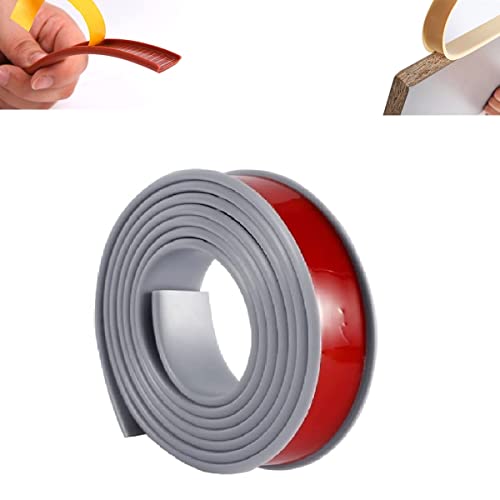 TPE Selbstklebend Kantenumleimer, Furniture Veneer Edge Tape Edging, Kantenschutzprofil, Kein Erhitzen erforderlich, für Möbelbauplatten und Regalbretter Restaurierung (12mm 5M,Grau) von FEINIAO
