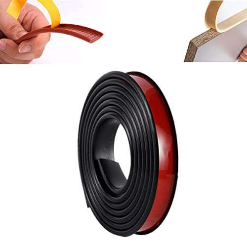 TPE Selbstklebend Kantenumleimer, Furniture Veneer Edge Tape Edging, Kantenschutzprofil, Kein Erhitzen erforderlich, für Möbelbauplatten und Regalbretter Restaurierung (14mm 5M,Schwarz) von FEINIAO