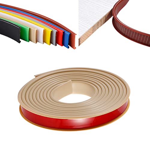 TPE Selbstklebendes Möbelkantenband, U-förmige Kantenverkleidung, Dichtungsstreifen, für DIY-Schrank, Kleiderschrank, Tisch und Stuhlpaneele, 3 m - 12 mm, Khaki von FEINIAO