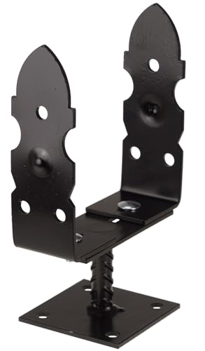 FEINZ - Pfostenträger verstellbar beton 20 cm mit Fußplatte - höhenverstellbar 0-210 MM - Pfostenschuhe - Stützenfuss - Balkenschuhe - stützenfuß - pfostenhalter - metallfuss - schwarz – 1 stück von FEINZ