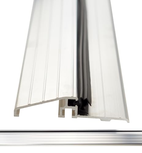 FEINZ Türdichtung aus Aluminium, Übergangsprofil 93 cm, Robuste Türleiste mit schwarzer Dichtung, Zuschneidbar & einfach zu montieren, Ideal für Innen- & Außentüren von FEINZ