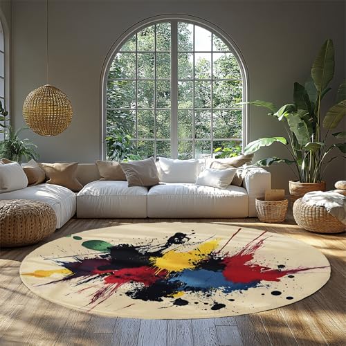 Abstrakte Splatter Art Runder Teppich Low Flor Buntes Aquarell Graffiti Boden Teppiche für Schlafzimmer Wohnzimmer Wohnung Indoor Outdoor 80x80cm Abstrakte Splatter Art Runder Teppich Low Flor Buntes Aquarell Graffiti Boden Teppiche für Schlafzimmer Wohnzimmer Wohnung Indoor Outdoor 80x80cm von FEIPUHOME Art