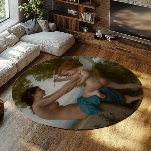 FEIPUHOME Art Ästhetizismus runder Teppich junges Mädchen, das Sich gegen Amor verteidigt berühmte Malerei Druck Indoor Rutschfester Teppich für Wohnheim Schlafzimmer 160x160cm FEIPUHOME Art Ästhetizismus runder Teppich junges Mädchen, das Sich gegen Amor verteidigt berühmte Malerei Druck Indoor Rutschfester Teppich für Wohnheim Schlafzimmer 160x160cm von FEIPUHOME Art