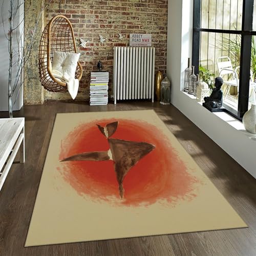 FEIPUHOME Art Abstrakte Ästhetik Teppich au couchant (Oiseau XVI) berühmte Malerei Druck Fußmatte für Küche Vordereingang niedriger Flor 120x150cm von FEIPUHOME Art