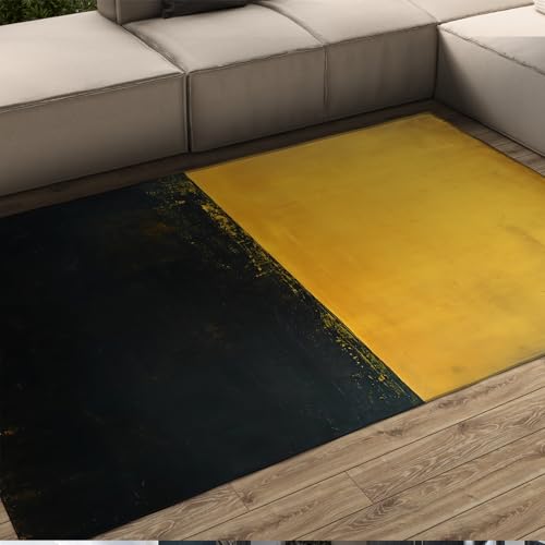 FEIPUHOME Art Abstrakter Retro Dekorativer Teppich Gelbe und Schwarze Teppiche für Zimmer Sofa Wohnzimmer Matte Schlafzimmer Wohnkultur Low Flor Leicht zu reinigen 100x150cm FEIPUHOME Art Abstrakter Retro Dekorativer Teppich Gelbe und Schwarze Teppiche für Zimmer Sofa Wohnzimmer Matte Schlafzimmer Wohnkultur Low Flor Leicht zu reinigen 100x150cm von FEIPUHOME Art