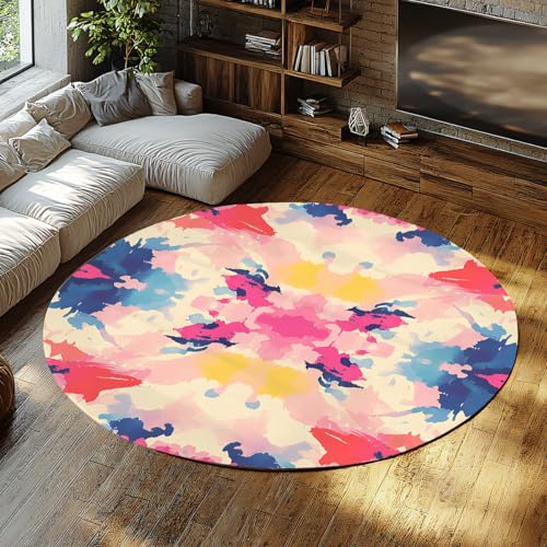 FEIPUHOME Art Abstrakter bunter Akzent runder Teppich waschbarer Boden Teppiche Rutschfester weicher niedriger Flor für Wohnzimmer Schlafzimmer Schlafsaal Wohnung Büroräume 160x160cm FEIPUHOME Art Abstrakter bunter Akzent runder Teppich waschbarer Boden Teppiche Rutschfester weicher niedriger Flor für Wohnzimmer Schlafzimmer Schlafsaal Wohnung Büroräume 160x160cm von FEIPUHOME Art