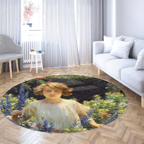 FEIPUHOME Art Berühmte Malerei Druck Runder Teppich Betty Gallowhur Porträts Park Landschaft Teppich Waschbarer Rutschfester Eingangsbereich für Bauernhaus Lobby Zimmer 80x80cm FEIPUHOME Art Berühmte Malerei Druck Runder Teppich Betty Gallowhur Porträts Park Landschaft Teppich Waschbarer Rutschfester Eingangsbereich für Bauernhaus Lobby Zimmer 80x80cm von FEIPUHOME Art