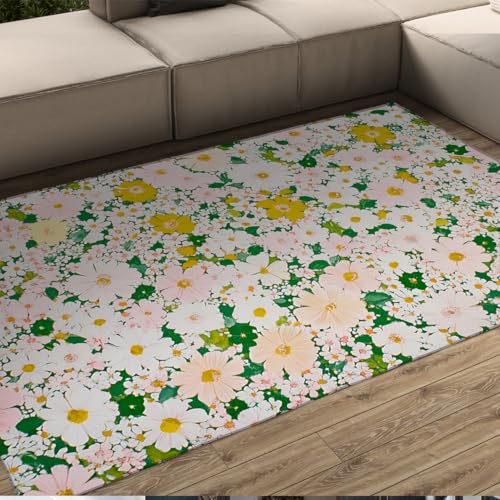 FEIPUHOME Art Boho Maximalismus Teppiche blühende Blumen und grüne Blätter Boden Teppich für Wohnzimmer Schlafzimmer Wohnung Home Office niedrig Flor rutschfest 180x280cm FEIPUHOME Art Boho Maximalismus Teppiche blühende Blumen und grüne Blätter Boden Teppich für Wohnzimmer Schlafzimmer Wohnung Home Office niedrig Flor rutschfest 180x280cm von FEIPUHOME Art