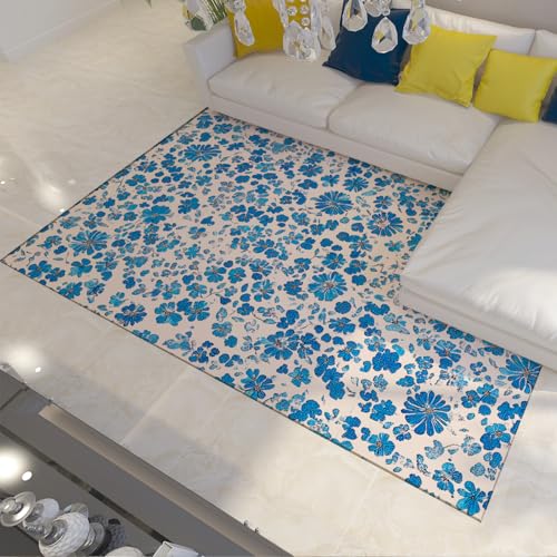 FEIPUHOME Art Boho Retro Stil Teppiche Blau Blumen Waschbar Rutschfester Teppich für Wohnzimmer Schlafzimmer Unter Tisch Wohnung Bodendekoration Innen Außen 180x240cm FEIPUHOME Art Boho Retro Stil Teppiche Blau Blumen Waschbar Rutschfester Teppich für Wohnzimmer Schlafzimmer Unter Tisch Wohnung Bodendekoration Innen Außen 180x240cm von FEIPUHOME Art