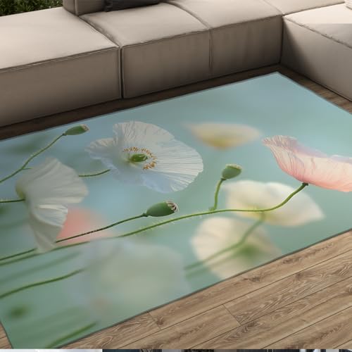 FEIPUHOME Art Boho botanische Teppiche frische natürliche Blumen und Knospen waschbarer weicher Rutschfester Teppich mit niedrigem Flor für Kinderzimmer Esszimmer Innenbodendekoration 160x200cm FEIPUHOME Art Boho botanische Teppiche frische natürliche Blumen und Knospen waschbarer weicher Rutschfester Teppich mit niedrigem Flor für Kinderzimmer Esszimmer Innenbodendekoration 160x200cm von FEIPUHOME Art