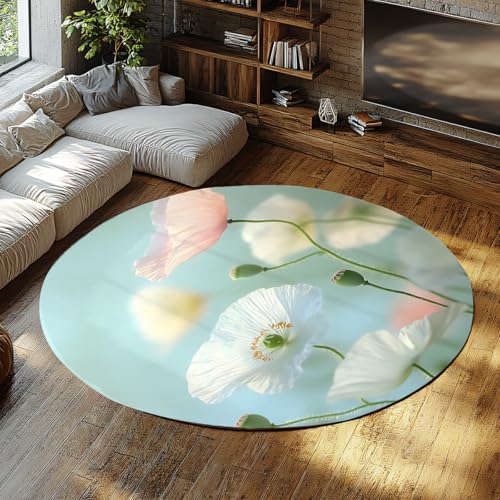 FEIPUHOME Art Boho botanische runde Teppiche frische natürliche Blumen und Knospen waschbarer weicher Rutschfester Teppich mit niedrigem Flor für Kinderzimmer Esszimmer Innenbodendekoration 120x120cm FEIPUHOME Art Boho botanische runde Teppiche frische natürliche Blumen und Knospen waschbarer weicher Rutschfester Teppich mit niedrigem Flor für Kinderzimmer Esszimmer Innenbodendekoration 120x120cm von FEIPUHOME Art