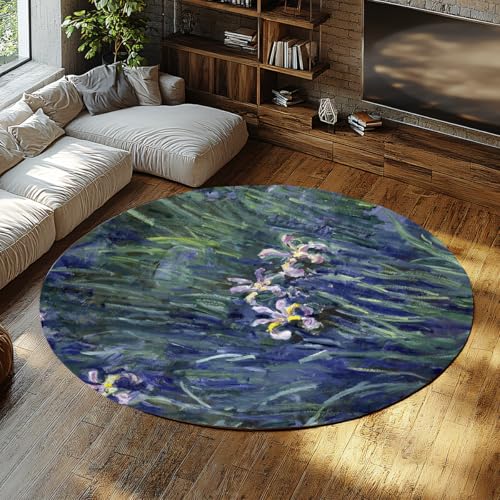 FEIPUHOME Art Botanisches Stillleben runder Teppich Iris berühmte Malerei Druck abwaschbarer Rutschfester Boden mit niedrigem Flor für Esszimmer Küche Home Office 80x80cm FEIPUHOME Art Botanisches Stillleben runder Teppich Iris berühmte Malerei Druck abwaschbarer Rutschfester Boden mit niedrigem Flor für Esszimmer Küche Home Office 80x80cm von FEIPUHOME Art