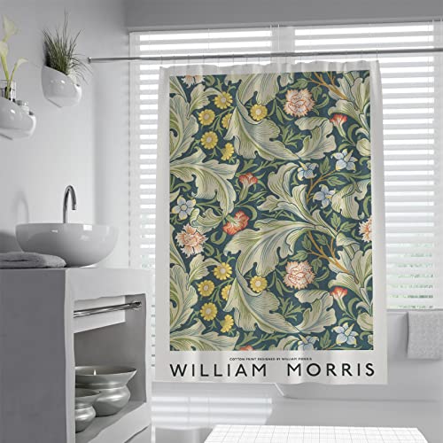 FEIPUHOME Art Duschvorhänge William Morris Museum Ausstellung Blumen Vintage Badewannenvorhang Trocken- und Nasstrennung Trennvorhang W200xL220(cm) von FEIPUHOME Art