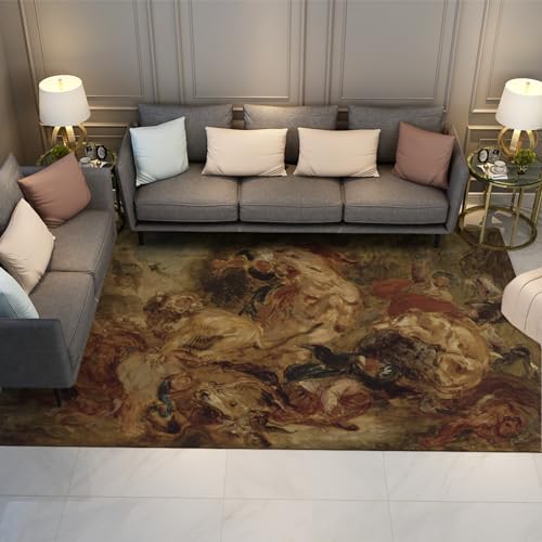 FEIPUHOME Art Exotischer Stil Teppich Die Löwenjagd Berühmte Malerei Druck Matte für Wohnzimmer Schlafzimmer Arbeitszimmer Boden Dekor Niedriger Flor 60x90cm FEIPUHOME Art Exotischer Stil Teppich Die Löwenjagd Berühmte Malerei Druck Matte für Wohnzimmer Schlafzimmer Arbeitszimmer Boden Dekor Niedriger Flor 60x90cm von FEIPUHOME Art