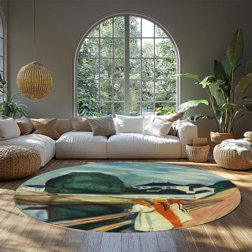 FEIPUHOME Art Expressionismus Runde Teppiche Die Mädchen auf der Brücke Berühmte Malerei Druck Teppich für Frau Zimmer Schlafzimmer Flur rutschfest Waschbar Mehrfarbig 80x80cm FEIPUHOME Art Expressionismus Runde Teppiche Die Mädchen auf der Brücke Berühmte Malerei Druck Teppich für Frau Zimmer Schlafzimmer Flur rutschfest Waschbar Mehrfarbig 80x80cm von FEIPUHOME Art