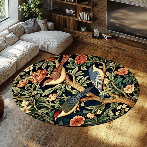 FEIPUHOME Art Französischer Landhausstil Runder Teppich Blumenmuster Retro Throw Teppich Waschbare rutschfeste Eingangsmatte für Bauernhaus Lobby Zimmer 200x200cm FEIPUHOME Art Französischer Landhausstil Runder Teppich Blumenmuster Retro Throw Teppich Waschbare rutschfeste Eingangsmatte für Bauernhaus Lobby Zimmer 200x200cm von FEIPUHOME Art