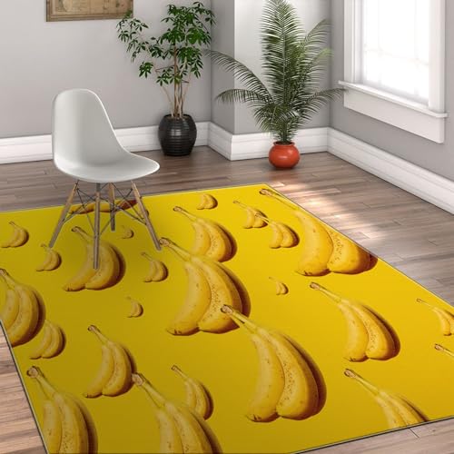 FEIPUHOME Art Gelber Bereich Teppich Bananen Fruchtmuster Moderne große Teppiche für Schlafzimmer Nachttisch Kinderzimmer Dekor dekoratives Design rutschfeste Teppiche 90x180cm von FEIPUHOME Art