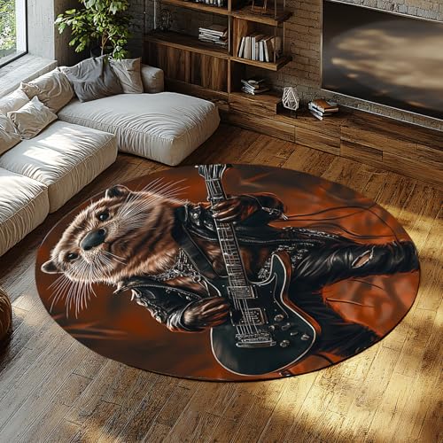 FEIPUHOME Art Gothic Musik Thema Runde Teppiche rutschfeste Street Style Tier mit Lederjacke Teppich für Wohnung Spielzimmer Schlafsaal Indoor Boden Dekor 80x80cm FEIPUHOME Art Gothic Musik Thema Runde Teppiche rutschfeste Street Style Tier mit Lederjacke Teppich für Wohnung Spielzimmer Schlafsaal Indoor Boden Dekor 80x80cm von FEIPUHOME Art