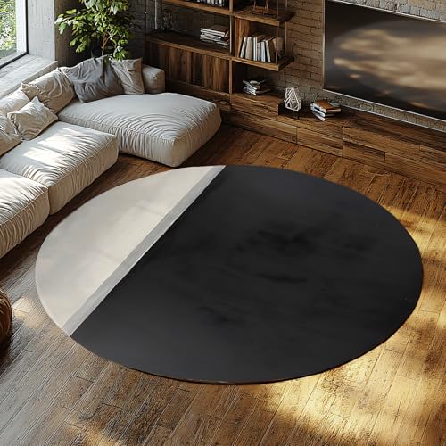 FEIPUHOME Art Graue und Schwarze Innenteppiche Abstrakter Minimalismus Dekor Weicher bequemer runder Teppich für Lobby Zimmer Hotel Esszimmer Badezimmer niedrig Flor faltbar 160x160cm FEIPUHOME Art Graue und Schwarze Innenteppiche Abstrakter Minimalismus Dekor Weicher bequemer runder Teppich für Lobby Zimmer Hotel Esszimmer Badezimmer niedrig Flor faltbar 160x160cm von FEIPUHOME Art