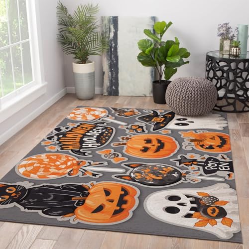 FEIPUHOME Art Halloween Cartoon Design Dünner Teppich Geist Kürbis Süßigkeiten Boden Teppich für Hintertür Terrasse Keller Indoor rutschfest niedrig Flor Dekor 160x200cm FEIPUHOME Art Halloween Cartoon Design Dünner Teppich Geist Kürbis Süßigkeiten Boden Teppich für Hintertür Terrasse Keller Indoor rutschfest niedrig Flor Dekor 160x200cm von FEIPUHOME Art