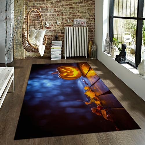 FEIPUHOME Art Halloween Horror Nacht Teppiche Kürbis Laterne Herbst Laub Teppich Niedrigflor rutschfest für Home Office Eingangsbereich Badezimmer Dekoration 60x90cm FEIPUHOME Art Halloween Horror Nacht Teppiche Kürbis Laterne Herbst Laub Teppich Niedrigflor rutschfest für Home Office Eingangsbereich Badezimmer Dekoration 60x90cm von FEIPUHOME Art