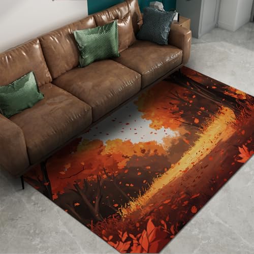 FEIPUHOME Art Herbst Landschaft teppiche Dschungel hohe bäume gefallene blätter abwaschbarer Teppich für Wohnzimmer Schlafzimmer küche unter waschbecken niedriger Flor leicht 90x150cm FEIPUHOME Art Herbst Landschaft teppiche Dschungel hohe bäume gefallene blätter abwaschbarer Teppich für Wohnzimmer Schlafzimmer küche unter waschbecken niedriger Flor leicht 90x150cm von FEIPUHOME Art