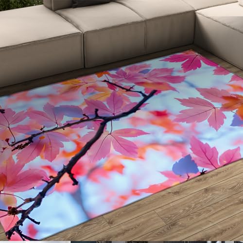 FEIPUHOME Art Herbstthema Akzent Teppiche Traumhaft rosa Ahorn Blätter Teppich waschbar weich rutschfest für Wohnzimmer vor Kamin Gästezimmer 120x150cm FEIPUHOME Art Herbstthema Akzent Teppiche Traumhaft rosa Ahorn Blätter Teppich waschbar weich rutschfest für Wohnzimmer vor Kamin Gästezimmer 120x150cm von FEIPUHOME Art