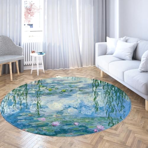 FEIPUHOME Art Impressionismus Vintage Runder Teppich Seerosen Berühmte Malerei Druck Rutschfester weicher Teppich mit niedrigem Flor für Schlafzimmer Esszimmer Büro Korridor 120x120cm FEIPUHOME Art Impressionismus Vintage Runder Teppich Seerosen Berühmte Malerei Druck Rutschfester weicher Teppich mit niedrigem Flor für Schlafzimmer Esszimmer Büro Korridor 120x120cm von FEIPUHOME Art