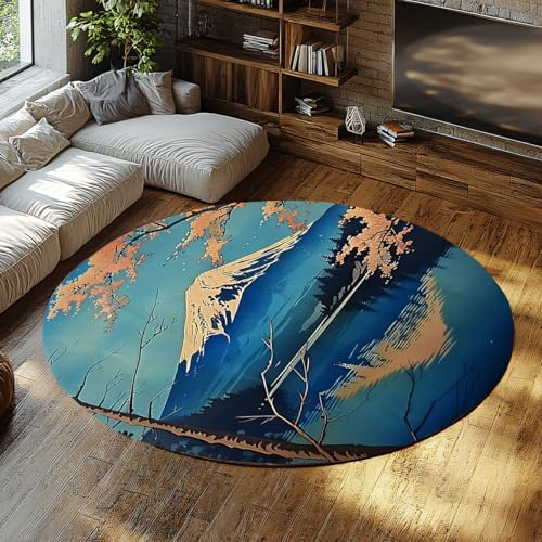 FEIPUHOME Art Japanischer Stil waschbar weicher Rutschfester Bodenteppich Mount Fuji View Low Flor Cozy Round Teppiche für Wohnzimmer Schlafzimmer Apartment Lounge 120x120cm FEIPUHOME Art Japanischer Stil waschbar weicher Rutschfester Bodenteppich Mount Fuji View Low Flor Cozy Round Teppiche für Wohnzimmer Schlafzimmer Apartment Lounge 120x120cm von FEIPUHOME Art