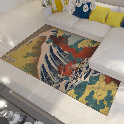 FEIPUHOME Art Japanischer Ukiyo-e Stil Teppich Yoshitsune Falls Berühmter Gemälde Druck Teppich für Bauernhaus Büro Hintertür Dekor niedriger Flor waschbar 90x120cm FEIPUHOME Art Japanischer Ukiyo-e Stil Teppich Yoshitsune Falls Berühmter Gemälde Druck Teppich für Bauernhaus Büro Hintertür Dekor niedriger Flor waschbar 90x120cm von FEIPUHOME Art