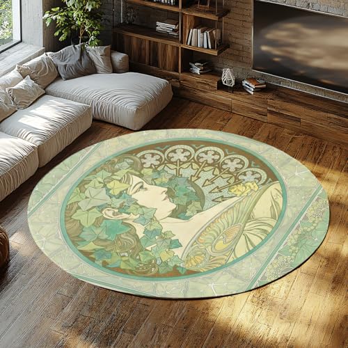 FEIPUHOME Art Klassischer Retro Runder Teppich Efeu Berühmter Gemälde Druck Teppich für Schlafzimmer Wohnzimmer Schlafsaal Wohnkultur rutschfest Maschinenwaschbar Grün 80x80cm FEIPUHOME Art Klassischer Retro Runder Teppich Efeu Berühmter Gemälde Druck Teppich für Schlafzimmer Wohnzimmer Schlafsaal Wohnkultur rutschfest Maschinenwaschbar Grün 80x80cm von FEIPUHOME Art