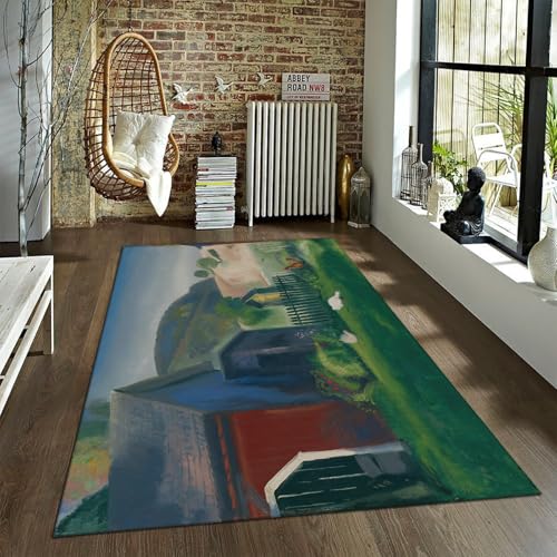 FEIPUHOME Art Ländliche Ästhetik Indoor großer Teppich Scheune und Hühner berühmte Malerei Druck Teppich für Schlafzimmer Nachttisch niedriger Flor 80x120cm von FEIPUHOME Art
