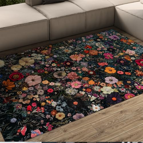 FEIPUHOME Art Ländliche Gartenteppiche Retro Floral weich waschbar Rutschfester Niederflorteppich für Wohnzimmer Schlafzimmer Eingangsbereich unter Tisch Home Office 90x150cm FEIPUHOME Art Ländliche Gartenteppiche Retro Floral weich waschbar Rutschfester Niederflorteppich für Wohnzimmer Schlafzimmer Eingangsbereich unter Tisch Home Office 90x150cm von FEIPUHOME Art