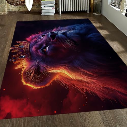 FEIPUHOME Art Löwe Design Teppich Modernes Tiermuster waschbar weich rutschfest dünne Teppiche für Kinderzimmer Schlafzimmer Büro Spielzimmer Couchbereich niedriger Flor 90x120cm FEIPUHOME Art Löwe Design Teppich Modernes Tiermuster waschbar weich rutschfest dünne Teppiche für Kinderzimmer Schlafzimmer Büro Spielzimmer Couchbereich niedriger Flor 90x120cm von FEIPUHOME Art