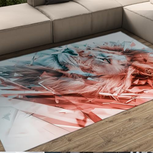 FEIPUHOME Art Löwe Grafik Teppich Waschbar Dünner Rutschfester Boden Teppiche Gemütlich für Wohnzimmer Schlafzimmer Wohnung Unter Tisch Moderne schicke Wohnkultur 160x200cm FEIPUHOME Art Löwe Grafik Teppich Waschbar Dünner Rutschfester Boden Teppiche Gemütlich für Wohnzimmer Schlafzimmer Wohnung Unter Tisch Moderne schicke Wohnkultur 160x200cm von FEIPUHOME Art