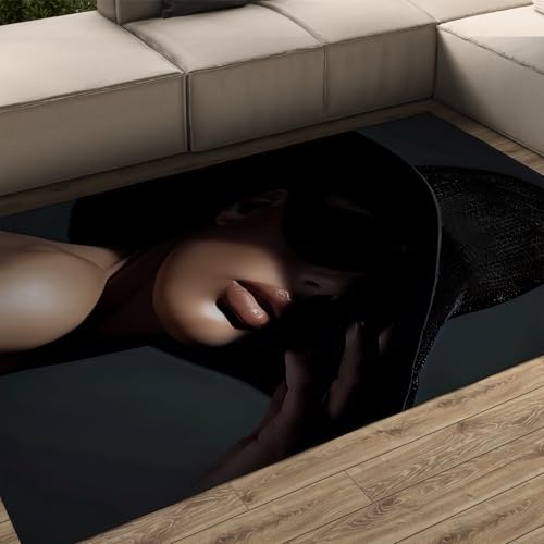 FEIPUHOME Art Mode Fotografie Kunst Teppich Moderne Porträts von Frauen Design Boden Teppiche für Wohnzimmer Schlafzimmer Wohnung Waschbar Niederflor 120x150cm FEIPUHOME Art Mode Fotografie Kunst Teppich Moderne Porträts von Frauen Design Boden Teppiche für Wohnzimmer Schlafzimmer Wohnung Waschbar Niederflor 120x150cm von FEIPUHOME Art