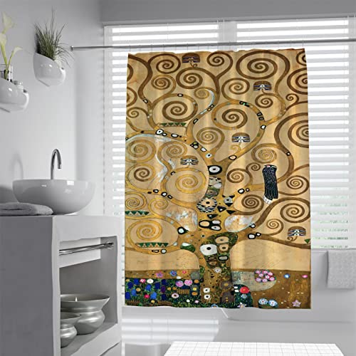 FEIPUHOME Art Moderne Kunst Duschvorhänge Gustav Klimt der Baum des Lebens Artwork Extra Lange Duschvorhänge Abstrakte Kunst Duschvorhang mit Haken 180x220cm von FEIPUHOME Art