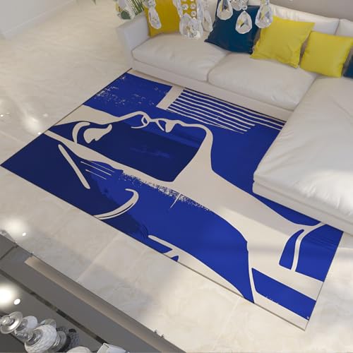FEIPUHOME Art Moderner Abstrakter Gesichtsdesign-Teppich waschbarer weicher niedrigfloriger Bodenteppich für Wohnzimmer, Schlafzimmer, Wohnung, Esszimmer, Blau und Weiß 90x150cm FEIPUHOME Art Moderner Abstrakter Gesichtsdesign-Teppich waschbarer weicher niedrigfloriger Bodenteppich für Wohnzimmer, Schlafzimmer, Wohnung, Esszimmer, Blau und Weiß 90x150cm von FEIPUHOME Art