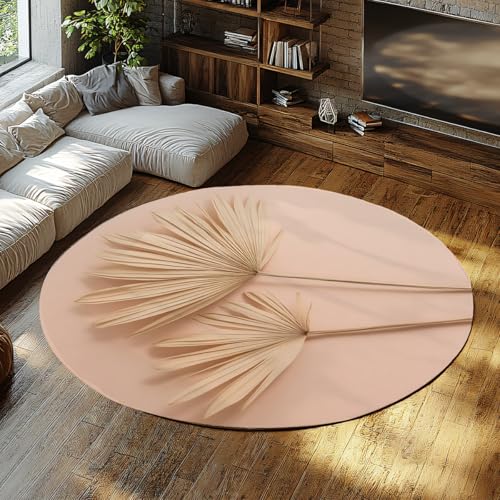 FEIPUHOME Art Moderner Minimalismus Runder Teppich Palmblätter Bananenblätter Gemütliche Teppiche für Wohnzimmer Schlafzimmer Wohnung Lounge Wohnkultur Waschbar niedriger Flor 120x120cm FEIPUHOME Art Moderner Minimalismus Runder Teppich Palmblätter Bananenblätter Gemütliche Teppiche für Wohnzimmer Schlafzimmer Wohnung Lounge Wohnkultur Waschbar niedriger Flor 120x120cm von FEIPUHOME Art
