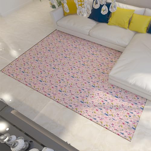 FEIPUHOME Art Moderner Teppich Schöne winzige Blumenmatten rutschfeste Boho-Teppiche ohne Abwurf große Bunte Teppiche mit niedrigem Flor für das Wohnzimmer 90x180cm von FEIPUHOME Art
