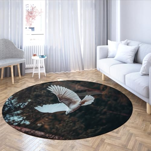 FEIPUHOME Art Natur Thema Dünner Runder Teppich Wald Weiß Fliegender Vogel Design für Wohnzimmer Schlafzimmer Home Office Innenboden Teppiche Waschbar rutschfest 160x160cm FEIPUHOME Art Natur Thema Dünner Runder Teppich Wald Weiß Fliegender Vogel Design für Wohnzimmer Schlafzimmer Home Office Innenboden Teppiche Waschbar rutschfest 160x160cm von FEIPUHOME Art